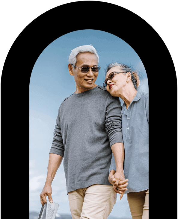older couple smiling and holding hands - resources